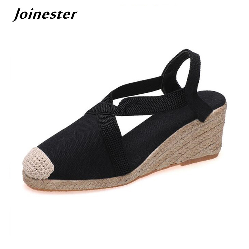 Espadrille Wedge Shoes - Women's Braided Toe Slingback Wedge Sandals