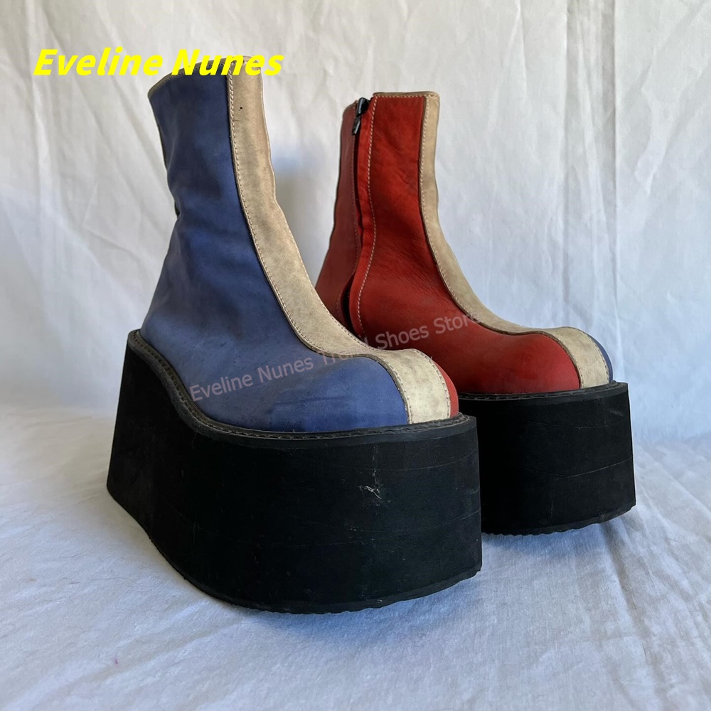 Women'S Shoes Y2K - Y2K Red Blue Platform Ankle Boots