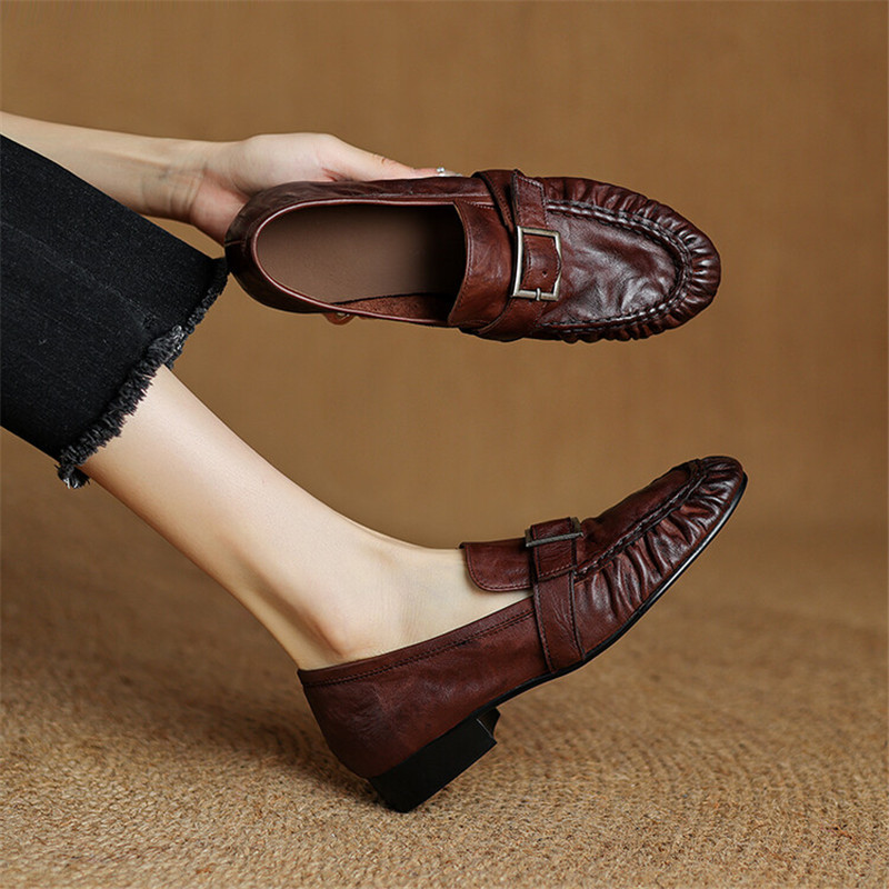 Women'S Shoes Round Toe - New Autumn Genuine Leather Women Pumps