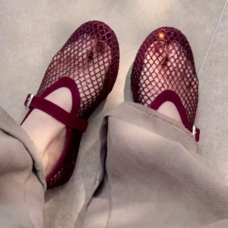 Women'S Shoes Round Toe - Hollow Rhinestone Baotou Sandals Women 2026