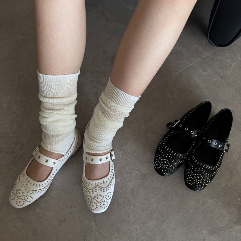 Retro Rivet Buckle Design Flat - Women Shoes Brands ulasan dan harga