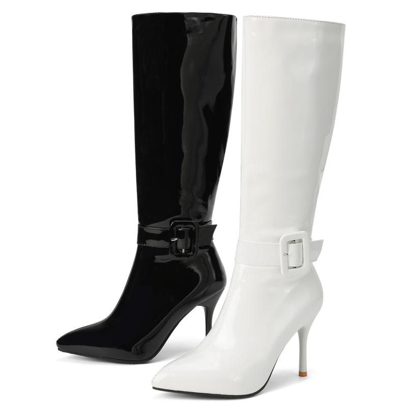 Black White Knee High Boots Fo - Women Shoes Size 7 ulasan dan harga