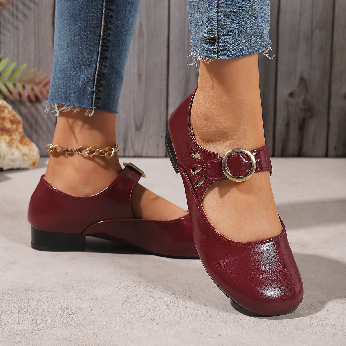 Women's Fashion New Buckle Des - Women'S Shoes Round Toe ulasan dan harga