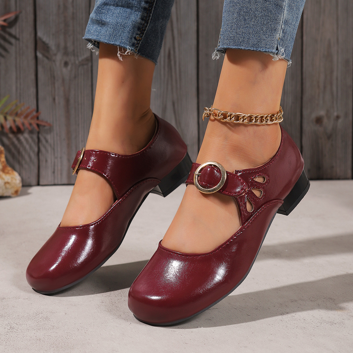 Women's Fashion New Buckle Des - Women'S Shoes Round Toe ulasan dan harga