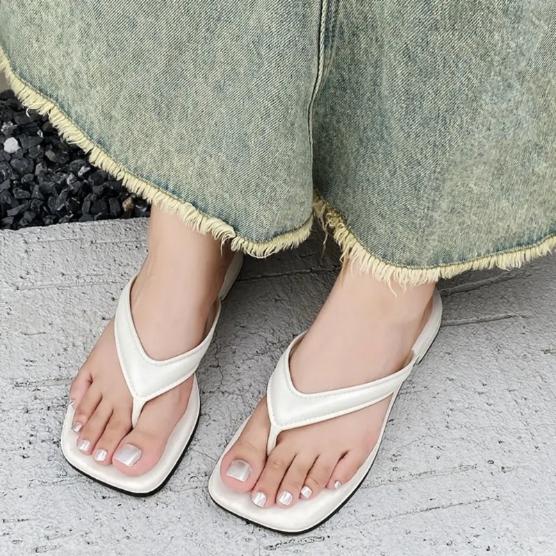 Women Solid Square Toe Flip Fl - Jelly Sandal Women ulasan dan harga