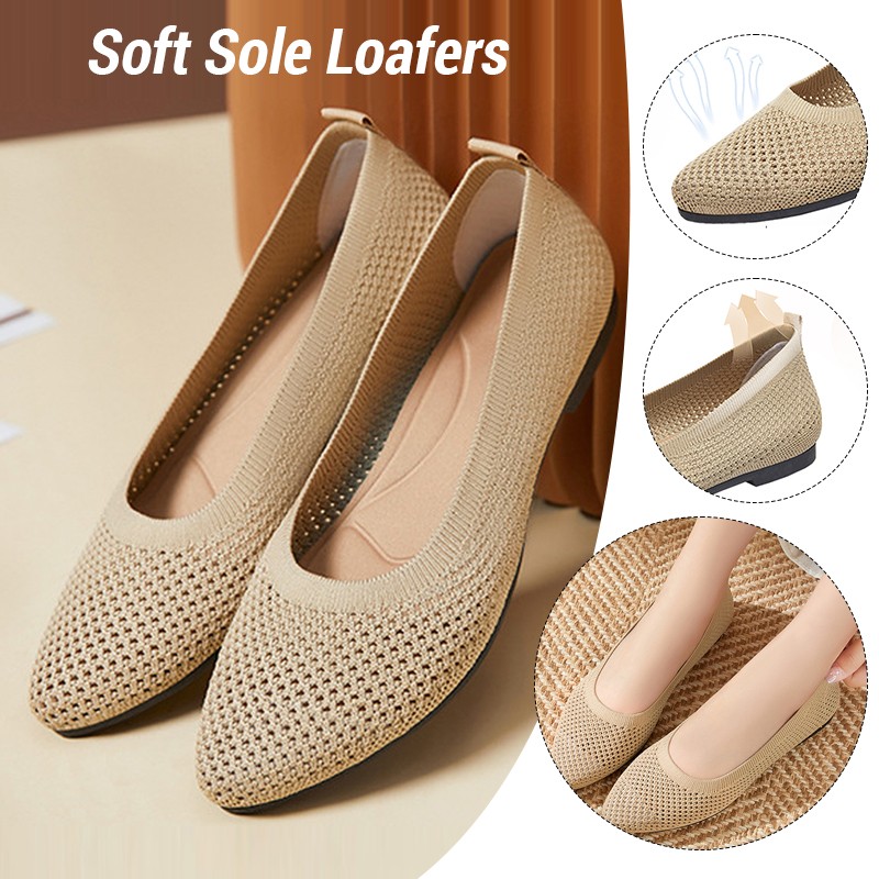 Women Flat Shoes Knitted Loafe - Ballet Flat Women ulasan dan harga