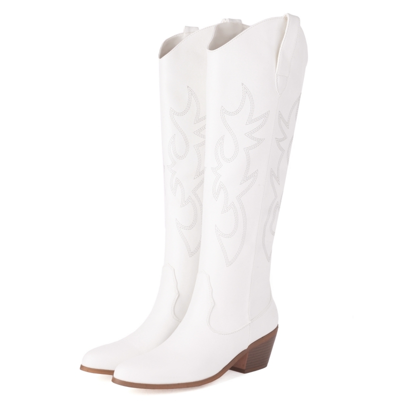 White Women's Knee High Boots  - Women Shoes Size 7 ulasan dan harga