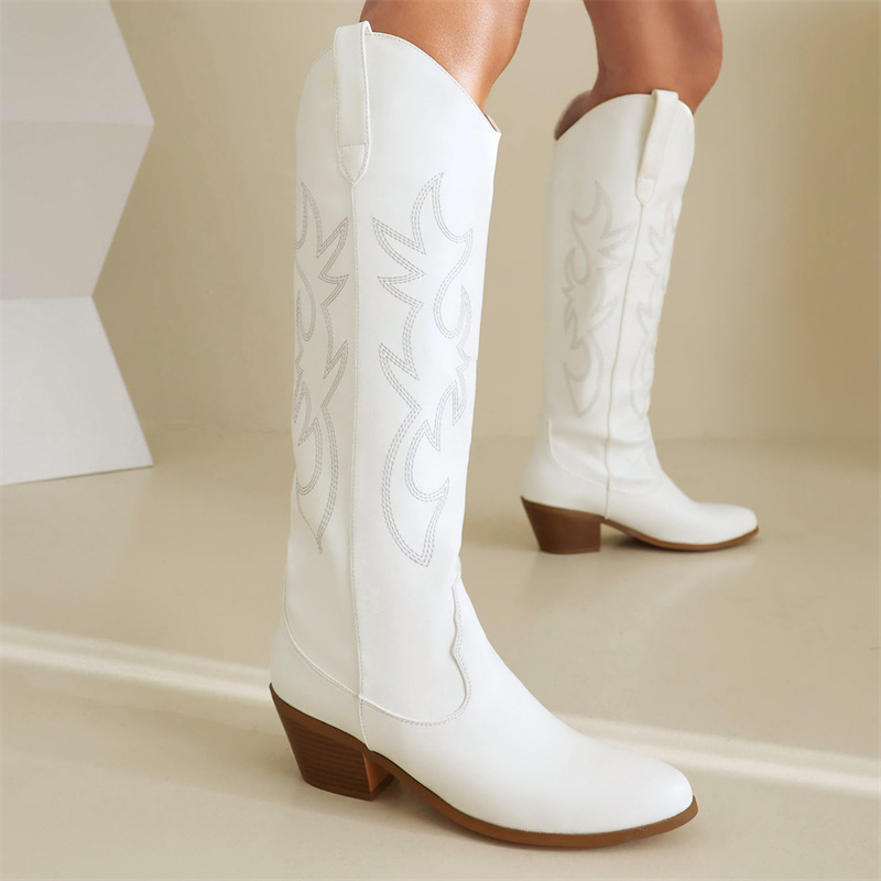 White Women's Knee High Boots  - Women Shoes Size 7 ulasan dan harga