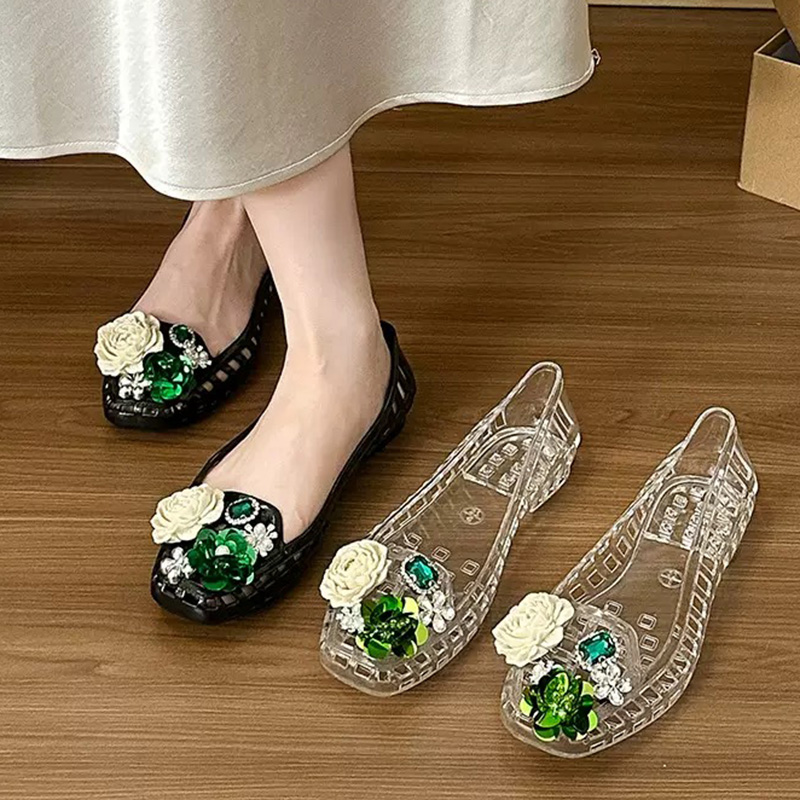 Luxury Big Rhinestone Flower S - Jelly Sandal Women ulasan dan harga