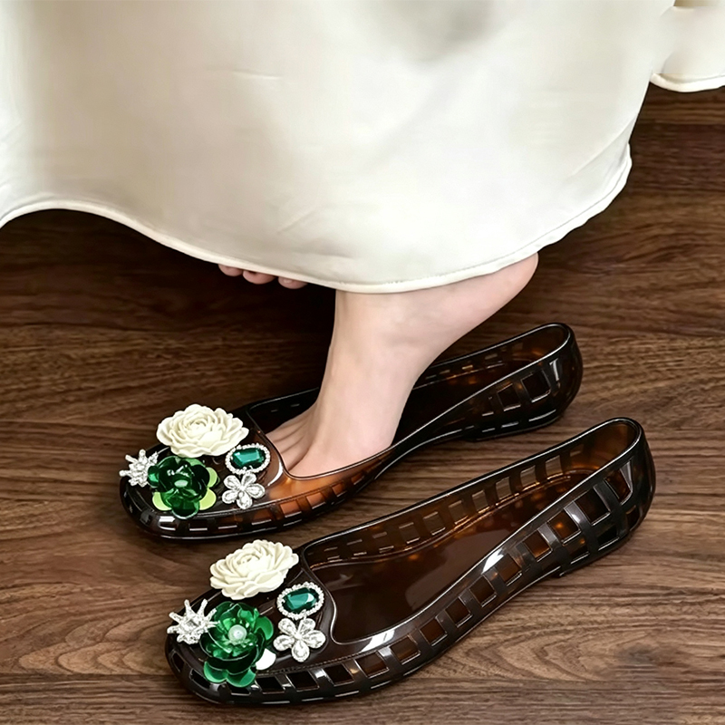 Luxury Big Rhinestone Flower S - Jelly Sandal Women ulasan dan harga
