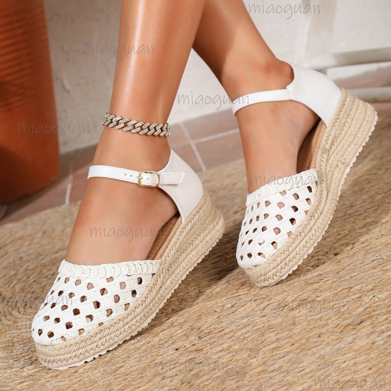 Boho Women's Hollow Out Woven  - Espadrille Wedge Shoes ulasan dan harga