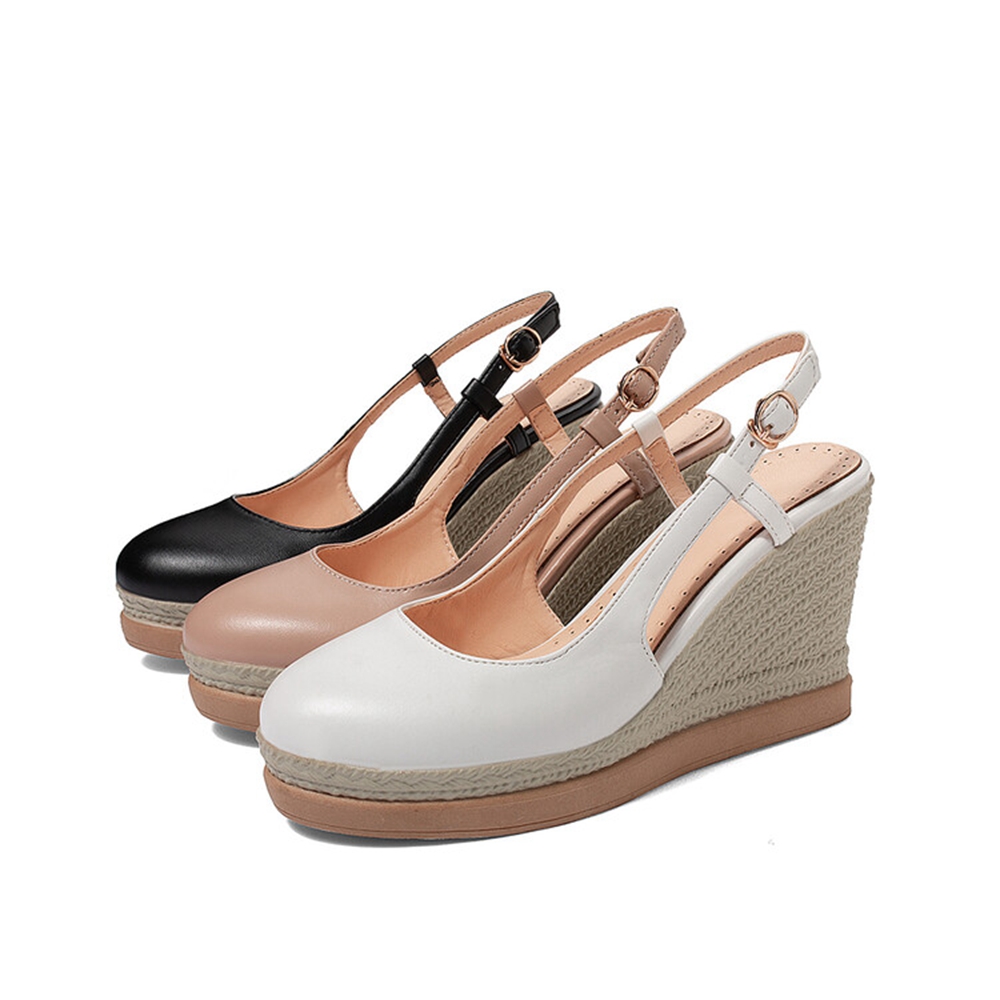 Women's T‑Strap Wedge Sandals  - Espadrille Wedge Shoes ulasan dan harga
