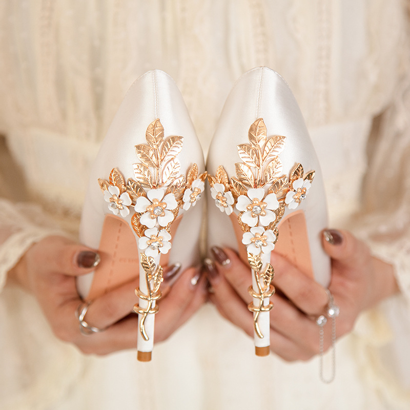 Luxury Metal Flowers Heel Crys - Women Shoes Ysl ulasan dan harga