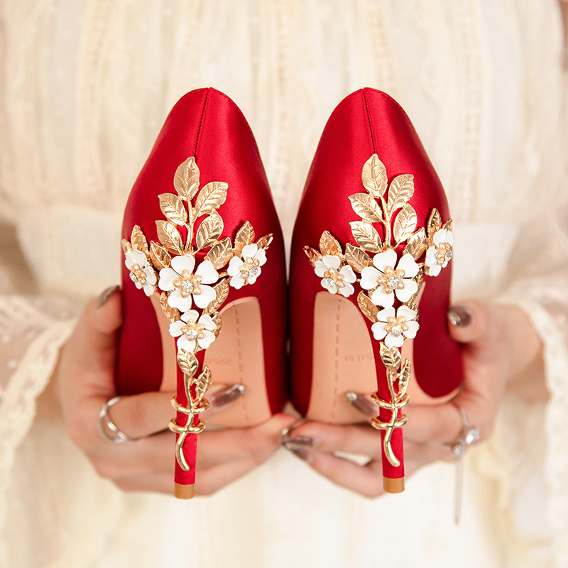 Luxury Metal Flowers Heel Crys - Women Shoes Ysl ulasan dan harga
