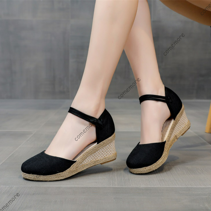 Comemore Sandals High Heel Sum - Espadrille Wedge Shoes ulasan dan harga