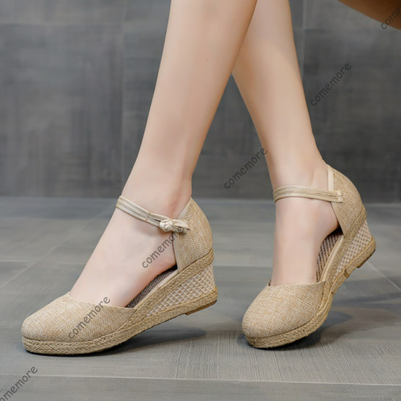Comemore Sandals High Heel Sum - Espadrille Wedge Shoes ulasan dan harga