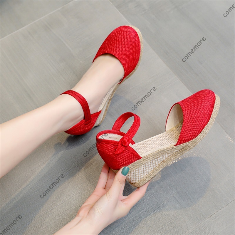 Comemore Sandals High Heel Sum - Espadrille Wedge Shoes ulasan dan harga
