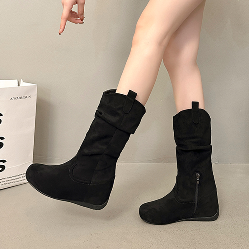 Women Flats Mid Calf Boots Cas - Women Shoes Size 7 ulasan dan harga