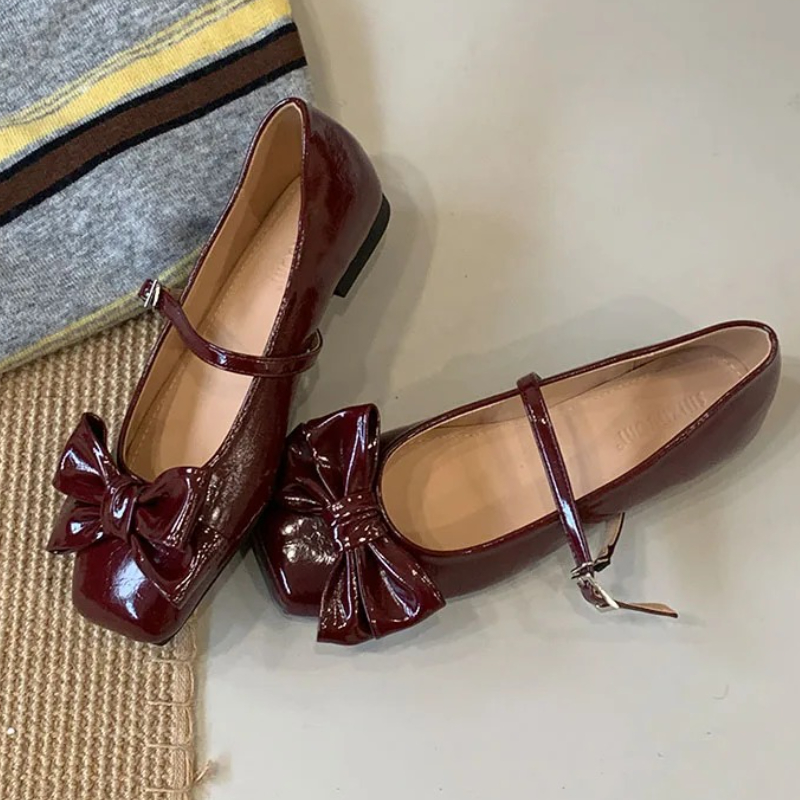 Cute Bowknot Square Toe Design - Women Shoes Brands ulasan dan harga