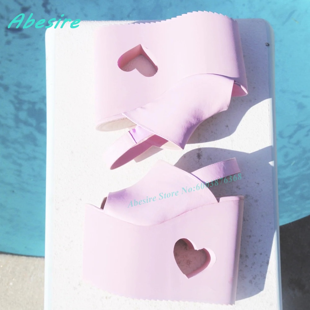 Pink Heart Cutout Wedge Platfo - Women'S Shoes Y2K ulasan dan harga