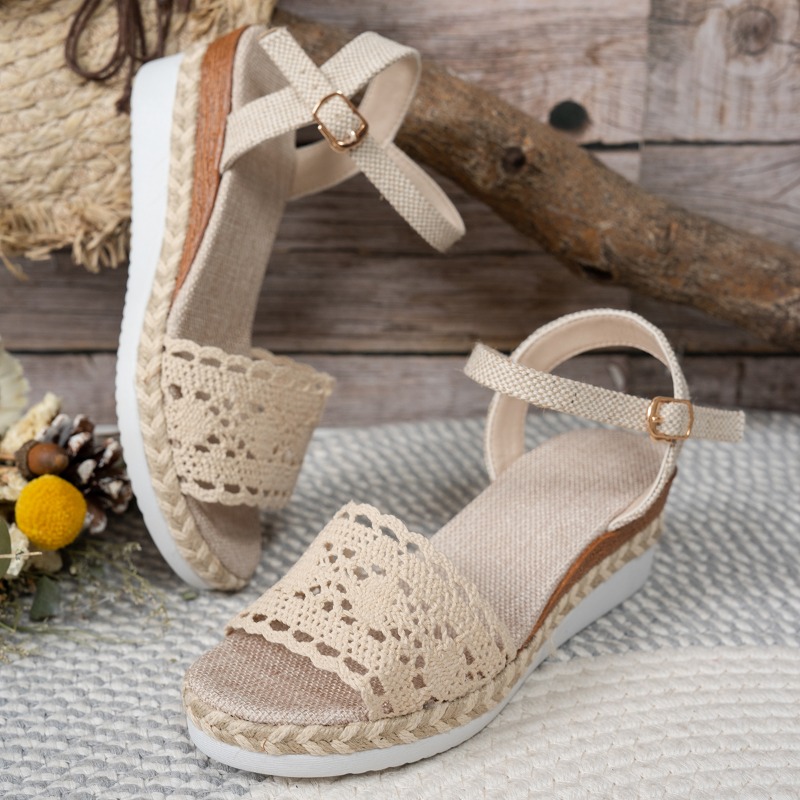 Women Lace Wedge Sandals Espad - Espadrille Wedge Shoes ulasan dan harga