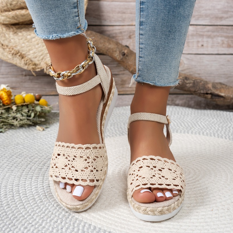 Women Lace Wedge Sandals Espad - Espadrille Wedge Shoes ulasan dan harga