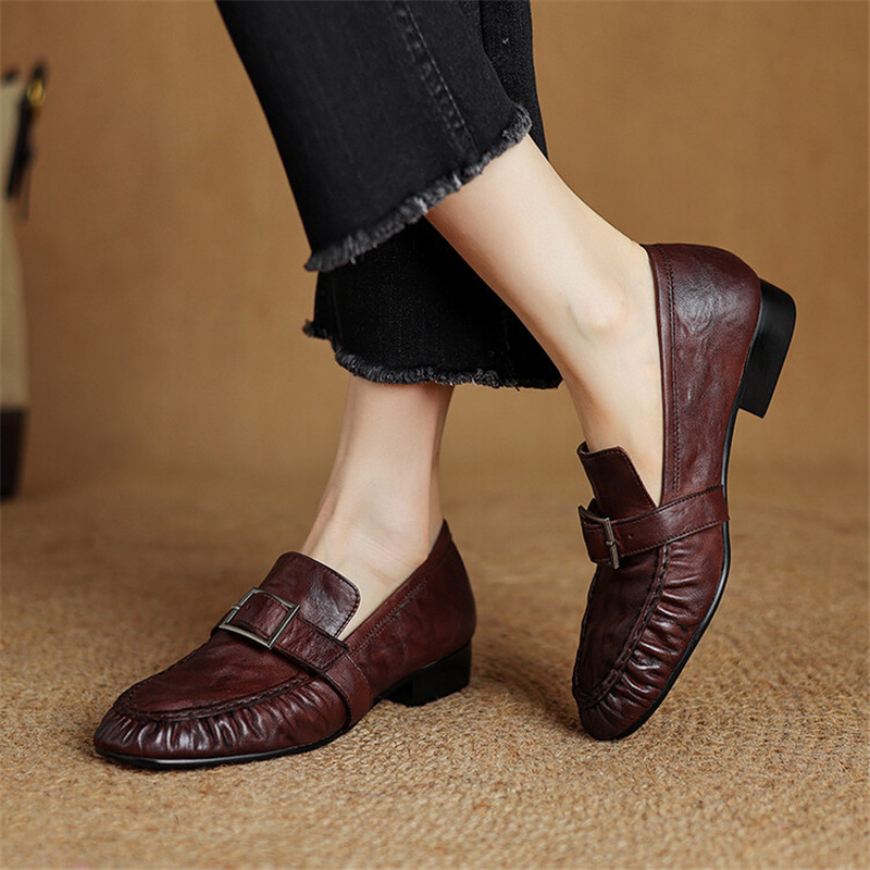 New Autumn Genuine Leather Wom - Women'S Shoes Round Toe ulasan dan harga