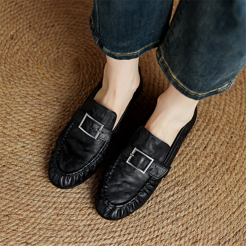 New Autumn Genuine Leather Wom - Women'S Shoes Round Toe ulasan dan harga