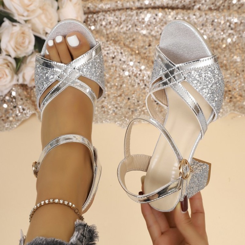 Women Block Heels Sandals Gold - Women Shoes Model ulasan dan harga