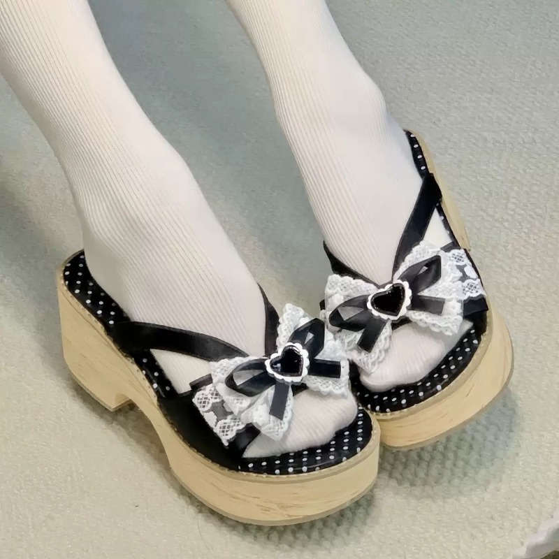Sweet Bow Wood Grain Thick Bot - Women'S Shoes Quality ulasan dan harga