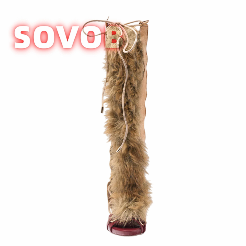 Retro Women's Faux Fur Strappy - Strappy Heeled Sandals ulasan dan harga