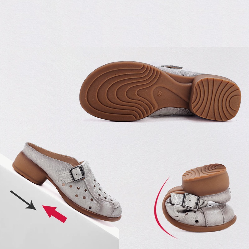 New Cow Leather Low Heel Sanda - Women'S Shoes Popular ulasan dan harga