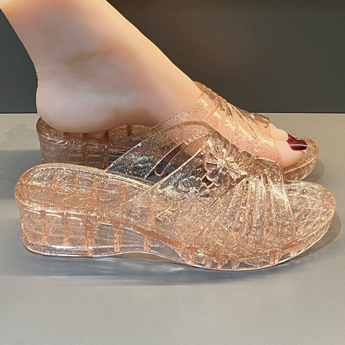 WFashion Purple Glitter Jelly  - Jelly Sandal Women ulasan dan harga