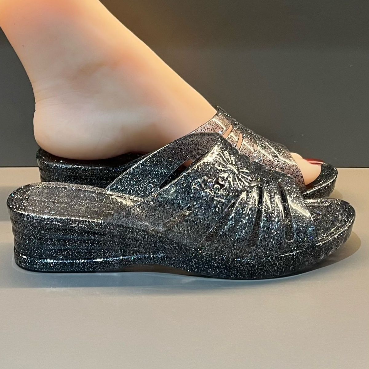 WFashion Purple Glitter Jelly  - Jelly Sandal Women ulasan dan harga