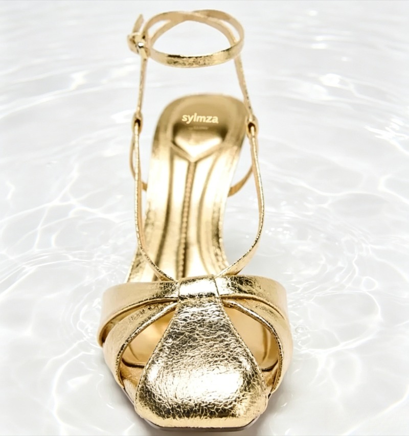 Fashion Gold Thin Heeled Sanda - Women Shoes Brands ulasan dan harga