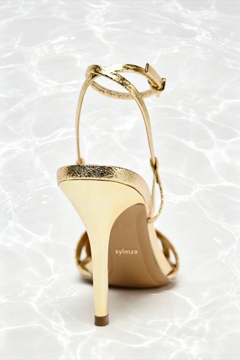 Fashion Gold Thin Heeled Sanda - Women Shoes Brands ulasan dan harga