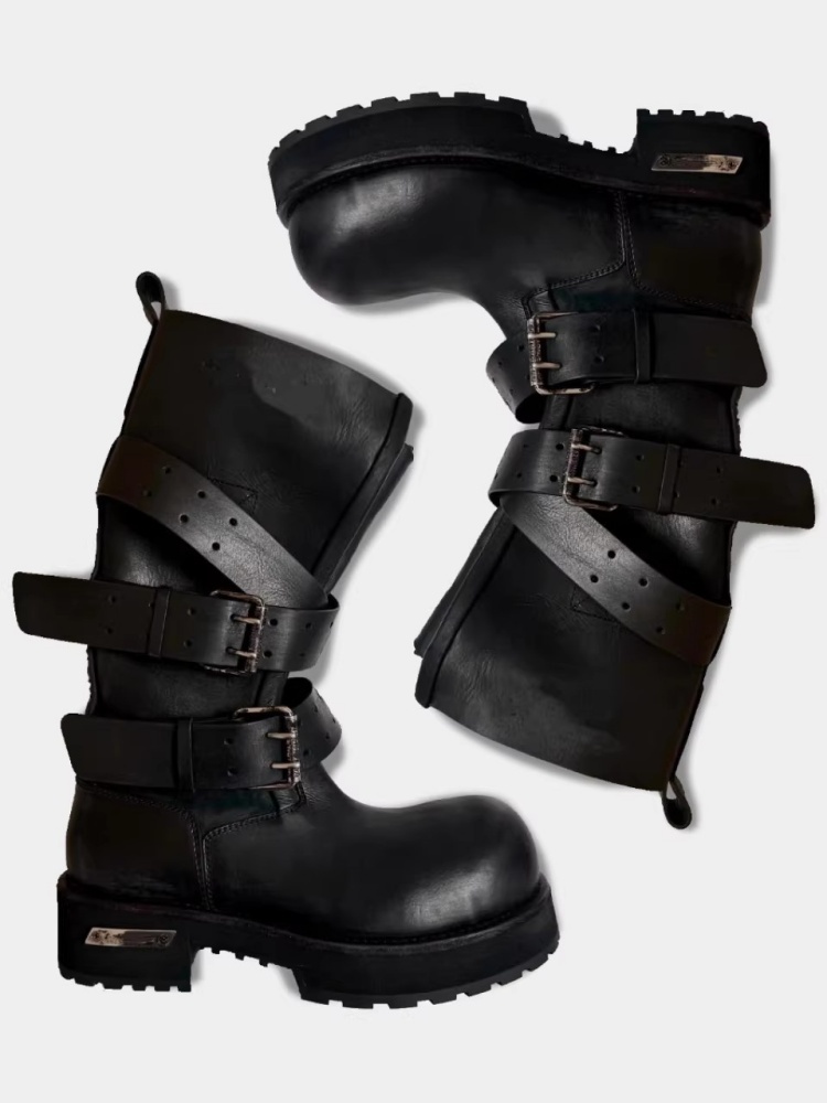 Belt Buckle Black Leather Moto - Women'S Shoes Paris ulasan dan harga