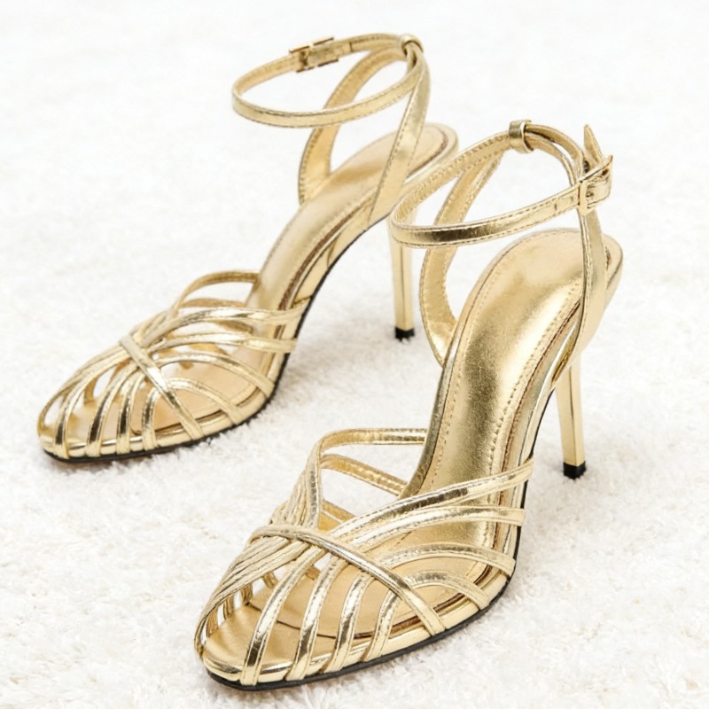 Sexy Gold Hollow Narrow Band H - Women Shoes Model ulasan dan harga