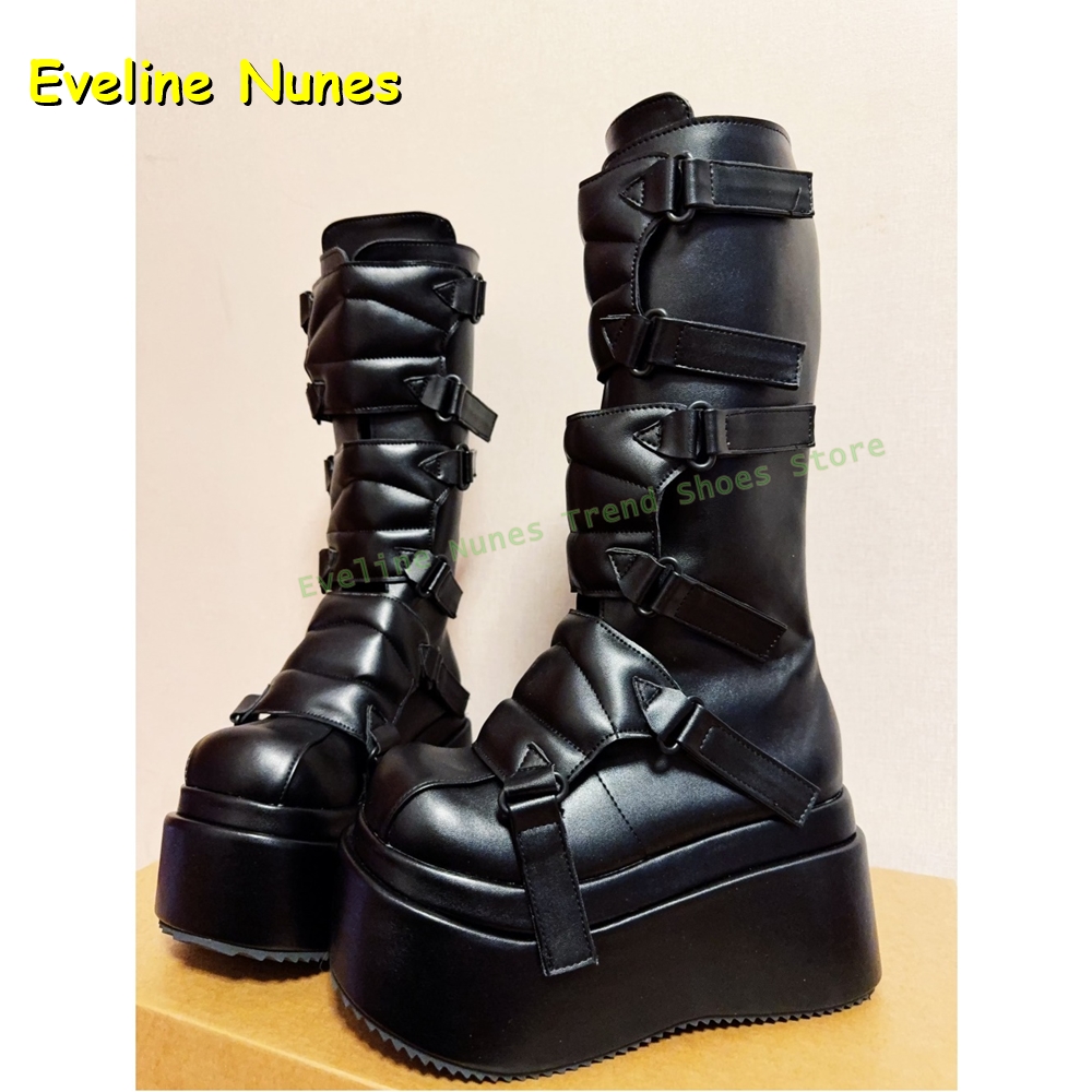 Black Buckle Cyberpunk Y2K Kne - Women'S Shoes Y2K ulasan dan harga