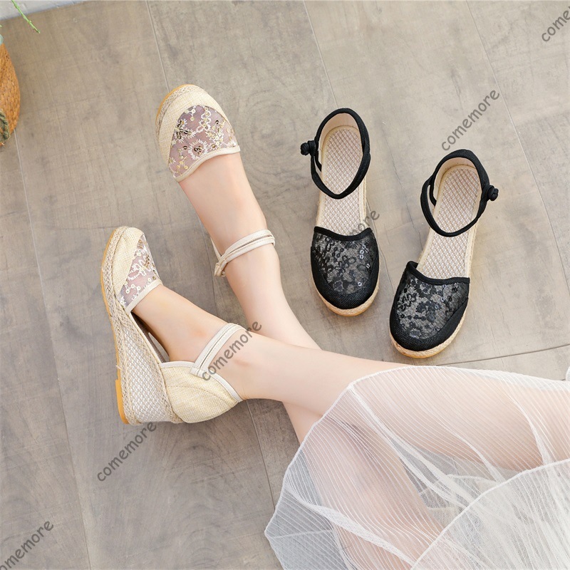 Women's Lace Mesh Espadrille W - Espadrille Wedge Shoes ulasan dan harga