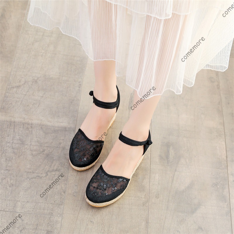 Women's Lace Mesh Espadrille W - Espadrille Wedge Shoes ulasan dan harga