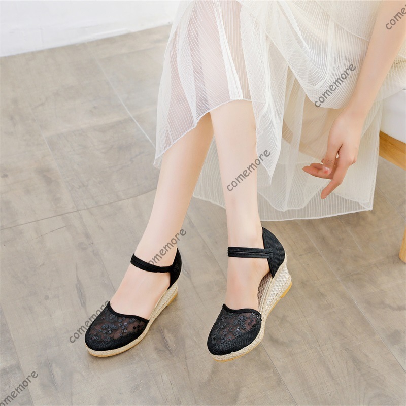 Women's Lace Mesh Espadrille W - Espadrille Wedge Shoes ulasan dan harga