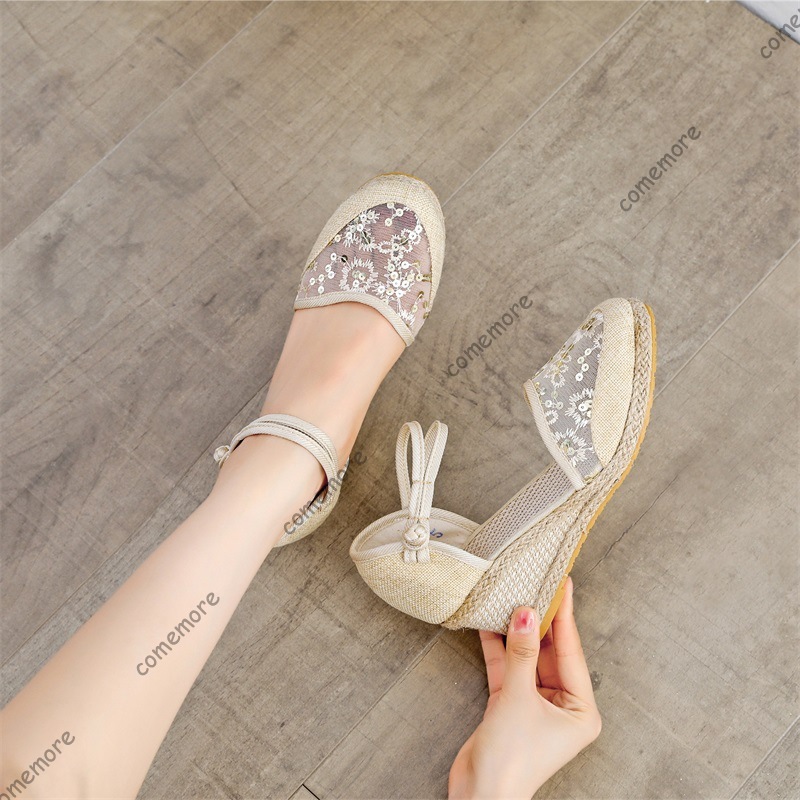 Women's Lace Mesh Espadrille W - Espadrille Wedge Shoes ulasan dan harga