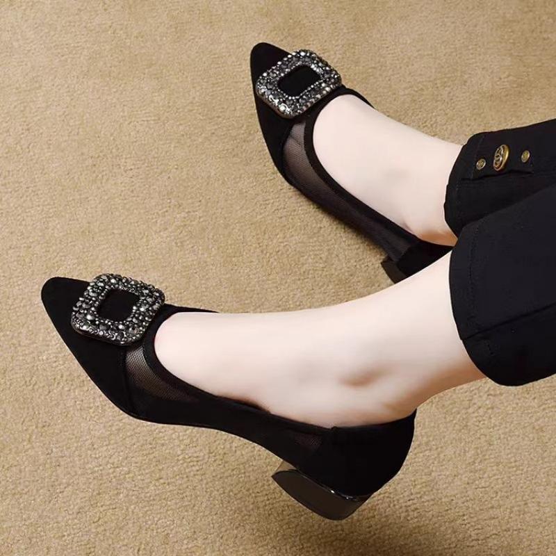 Elegant Pointed Toe Mesh Block - Shoes Women Pumps ulasan dan harga