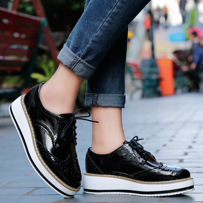 Women Loafers Shoes Leather Th - Espadrille Wedge Shoes ulasan dan harga